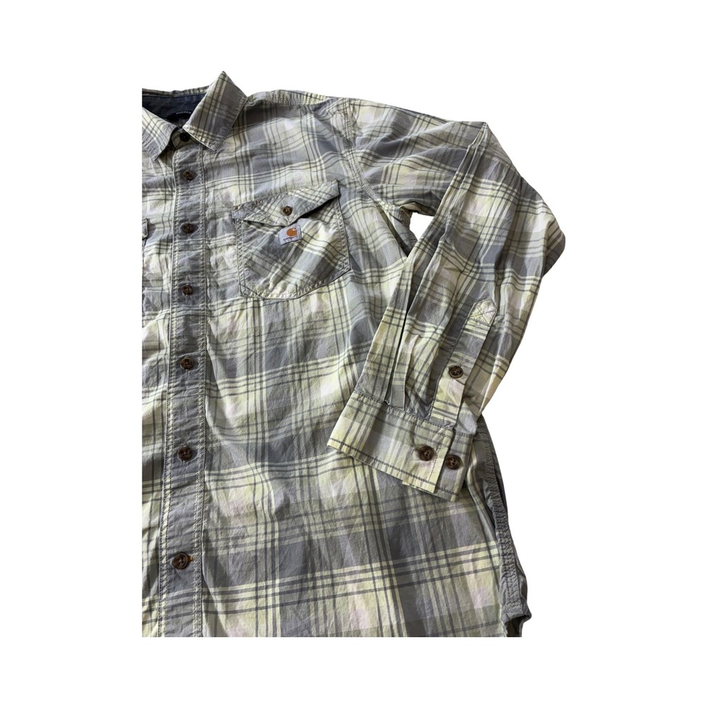 Carhartt Rugged Flex Relaxed Fit Plaid Button Up Shirt Men's Size‎ L Workwear